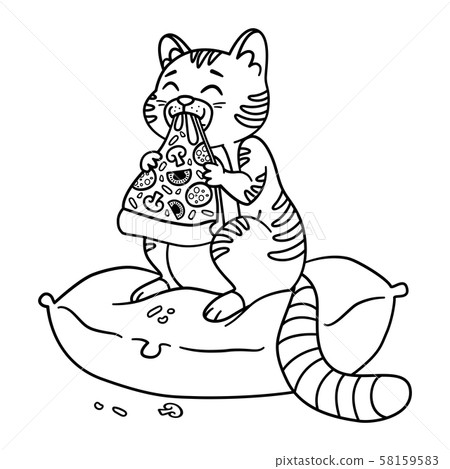 Cat with a pizza slice. 58159583