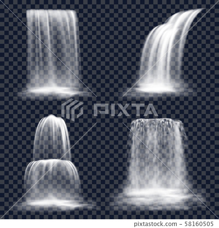 Set of isolated waterfall, fall of mountain river 58160505
