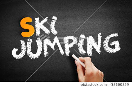Ski text on blackboard 58160859