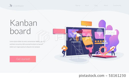 Kanban board landing page concept Kanban board landing page concept 58161230