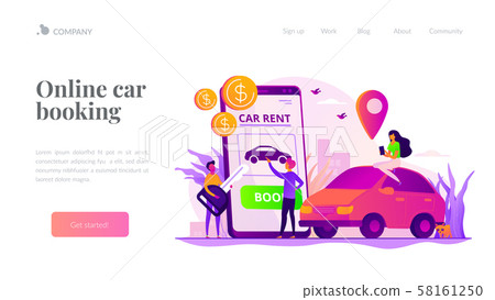 Rental car service landing page template 58161250