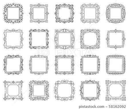 Text square frame simple black line vector set 58162092