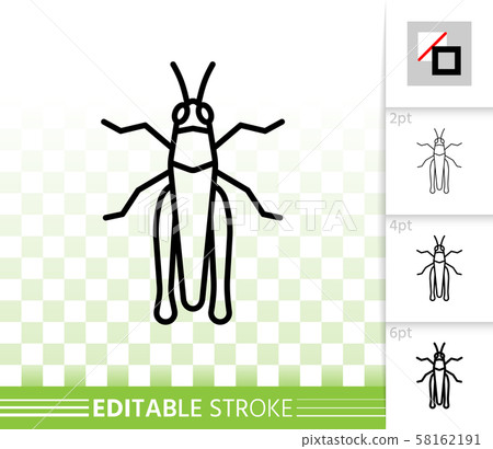 Grasshopper bug simple black thin line vector icon 58162191