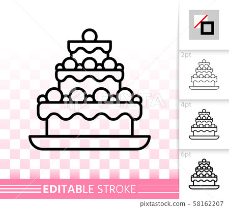 Cake Dessert baking simple black line vector icon - Stock Illustration ...