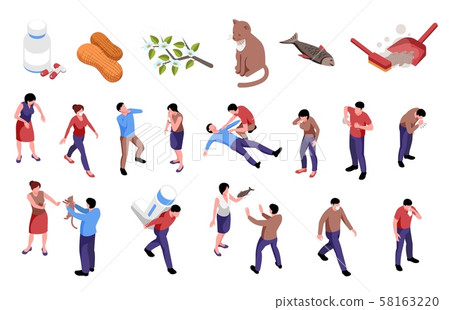 Isometric Allergy Icons Set 58163220