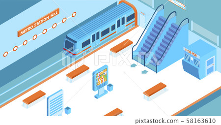 Metro Station Isometric Illustration 58163610