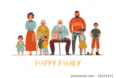 Generations Flat Illustration Generations Flat Illustration 58164141