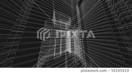 Abstract architecture wireframe background design. 58165819