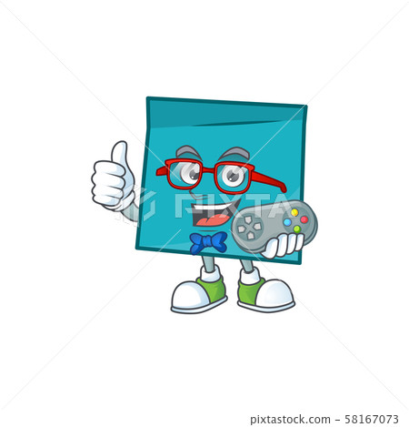 Gamer blue rectangle sticker paper on white background. Gamer blue rectangle sticker paper on white background. 58167073