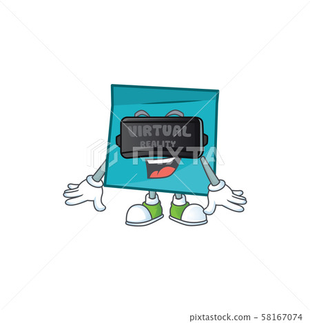 Virtual reality blue rectangle sticker paper on white background. Virtual reality blue rectangle sticker paper on white background. 58167074
