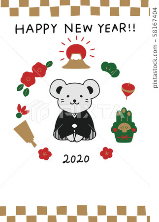 New Year's card 2020 hand-drawn 58167404
