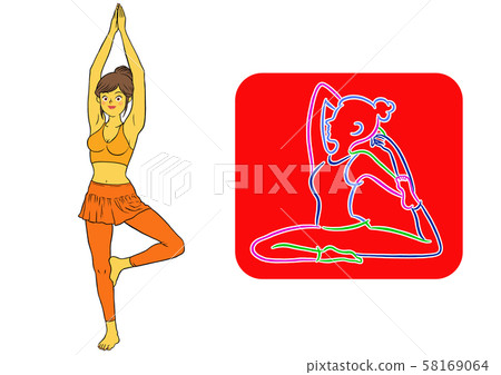 Yoga icon and instructor woman set 58169064
