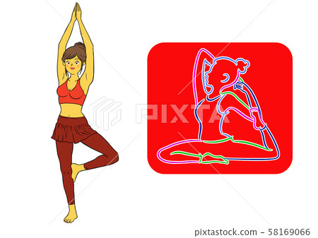 Yoga icon and instructor woman set 58169066