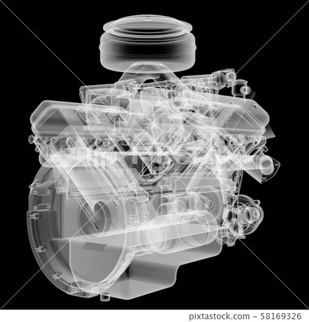 Internal combustion engine X-Ray style - Stock Illustration [58169326 ...