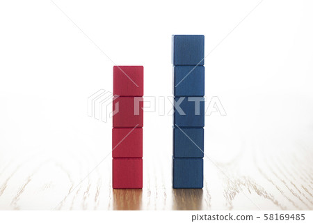 Stacked red and blue blocks 58169485