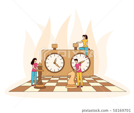 Chessboard chess clock tactic game filled vector 58169701