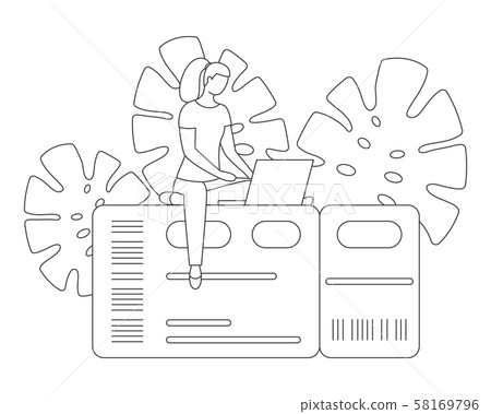 Travel buy booking air ticket people line vector 58169796