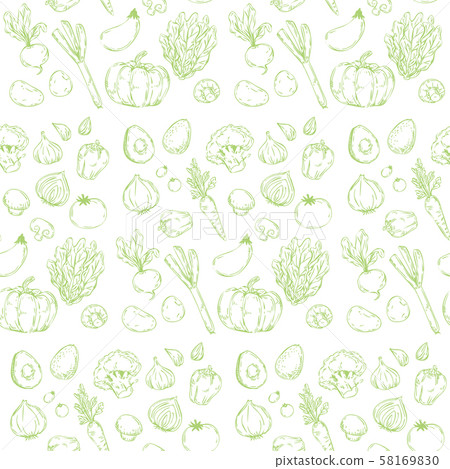 Hand drawn illustration vegetable background (white background) 58169830