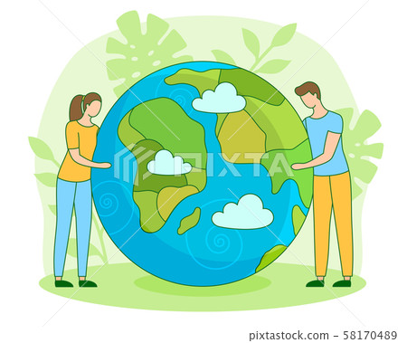 Happy Earth Day nature care ecology filled vector - Stock Illustration ...