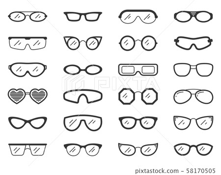 Glasses sun eye frame silhouette icon vector set 58170505