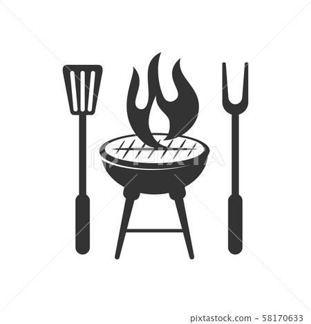 Barbecue fire spatula logo template vector badge Barbecue fire spatula logo template vector badge 58170633