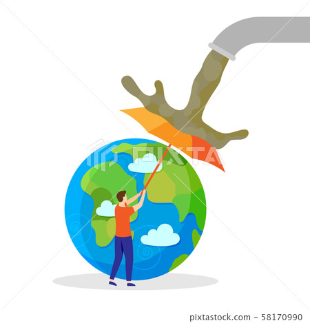 Stop Pollution Earth care save globe flat vector Stop Pollution Earth care save globe flat vector 58170990