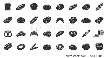 Bread bakery baking silhouette icon vector set 58171046