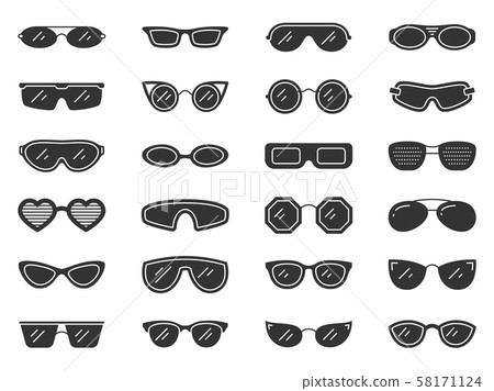Glasses sun eye frame silhouette icon vector set Glasses sun eye frame silhouette icon vector set 58171124
