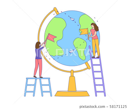 Girl mark location globe pin filled outline vector Girl mark location globe pin filled outline vector 58171125