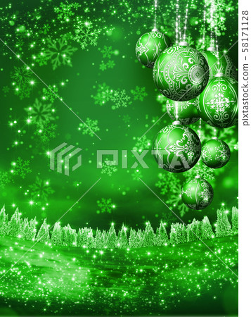 閃光的聖誕節裝飾品和雪景圖像垂直 閃光的聖誕節裝飾品和雪景圖像垂直 58171128