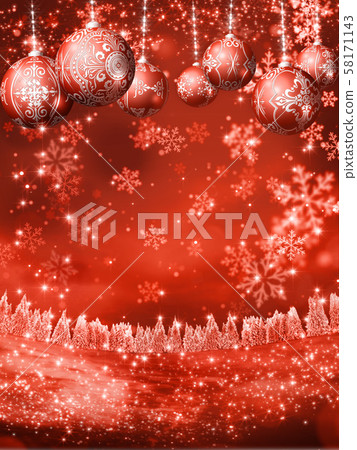 Glitter christmas ornament and snow scene image vertical Glitter christmas ornament and snow scene image vertical 58171143