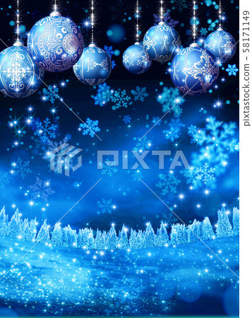 閃光的聖誕節裝飾品和雪景圖像垂直 閃光的聖誕節裝飾品和雪景圖像垂直 58171149