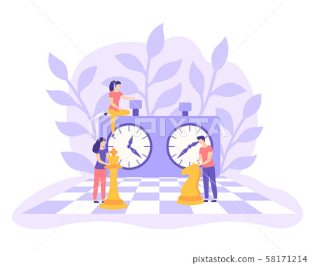 Chessboard chess clock tactic game flat vector 58171214