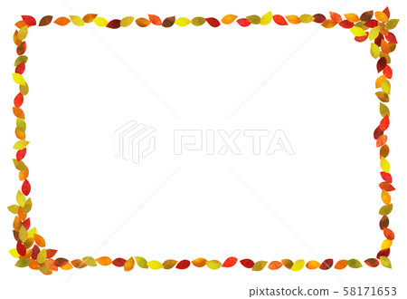 Autumn colored leaves frame (watercolor pencil) 58171653