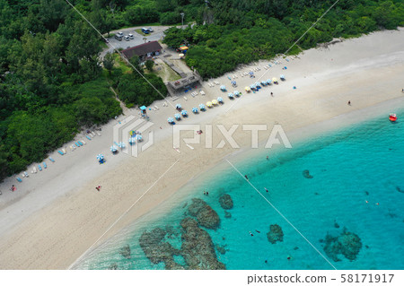 Aerial view of Kozamami beach coastline 58171917