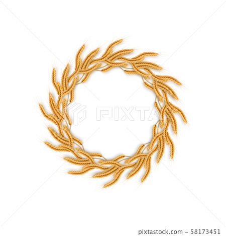 Wreath with wheat ears. Frame of spikelets. EPS 10 58173451
