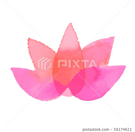 粉紅色的花水彩 58174621