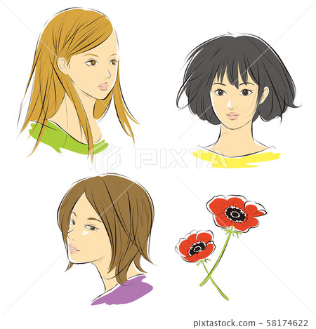 女人的臉和海葵花 58174622