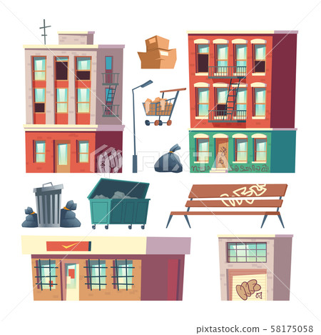 City Ghetto Architecture Elements Cartoon Vector Stock Illustration 58175058 Pixta