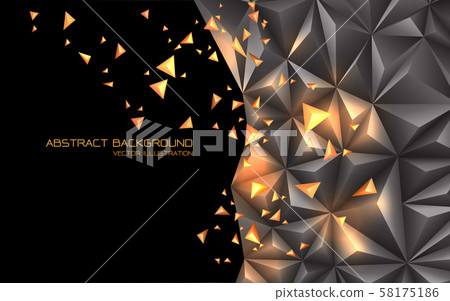 Abstract grey gold triangle 3D with black blank space design modern futuristic technology background vector illustration. 58175186