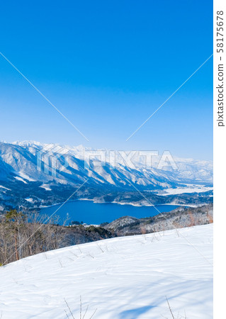 Lake Aoki and the Northern Alps viewed from Omachi City Lake Aoki and the Northern Alps viewed from Omachi City 58175678