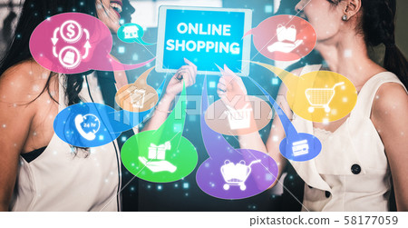 Shopping online and Internet money technology Shopping online and Internet money technology 58177059
