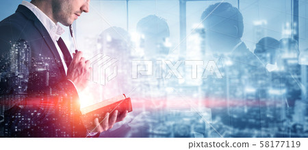 Double Exposure Image of Business Person Double Exposure Image of Business Person 58177119