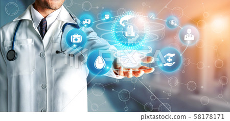 Doctor with Medical Healthcare Graphic in Hospital 58178171