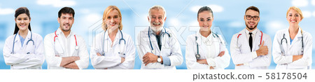 Doctor working in hospital with other doctors. 58178504