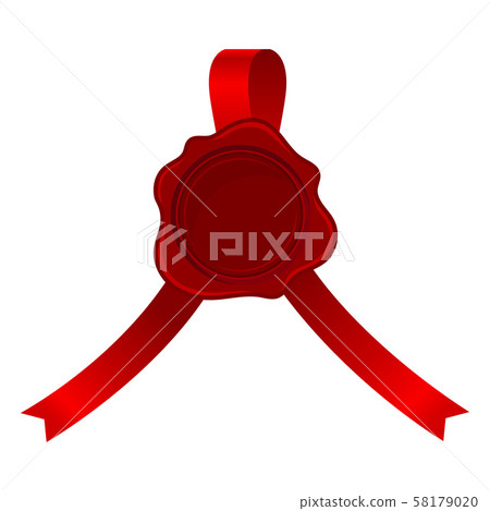 Badge From Red Ribbons Curved To Both Side With Rosette Vector Illustration 58179020