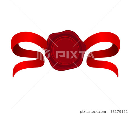 Charming Red Rosette With Curved Ribbons Vector Illustration Charming Red Rosette With Curved Ribbons Vector Illustration 58179131