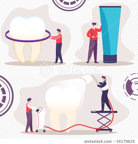 Teeth Cleaning and Whitening Flat Vector Concept Teeth Cleaning and Whitening Flat Vector Concept 58179628