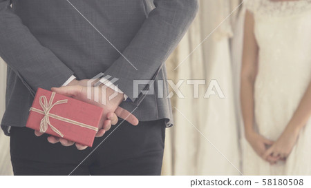 Bride and groom in wedding dress prepare ceremony. Bride and groom in wedding dress prepare ceremony. 58180508