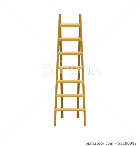 Long Light Wooden Step Folding Ladder Vector Illustration 58180982